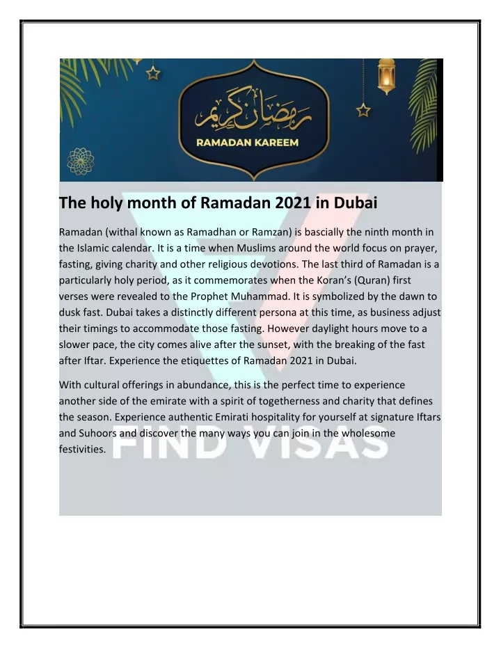the holy month of ramadan 2021 in dubai