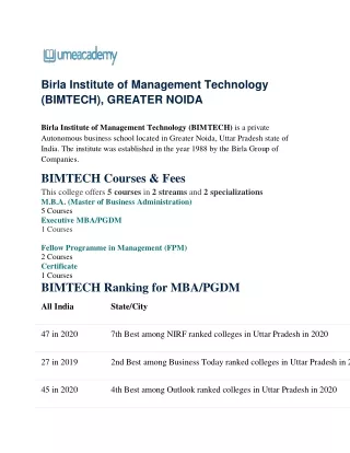 birla institute of management technology bimtech