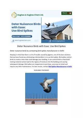 Bird Spikes Manufacturer Control Companies India