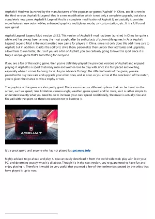 asphalt 9 mod was launched by the manufacturers