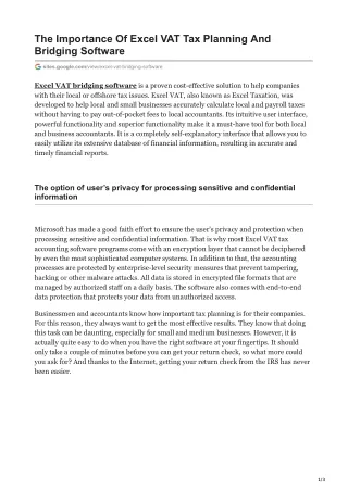 The Importance Of Excel VAT Tax Planning And Bridging Software