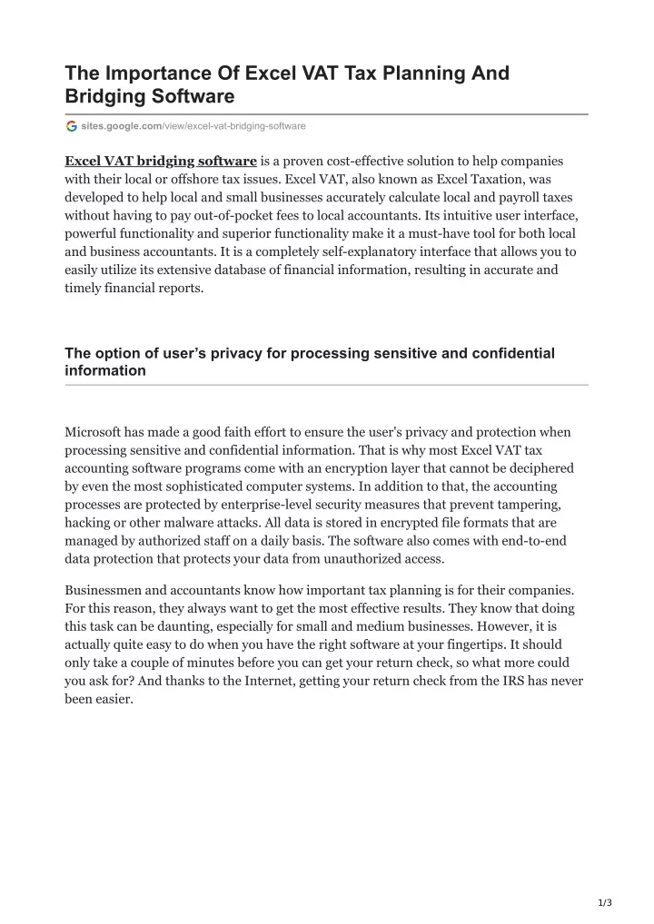 the importance of excel vat tax planning