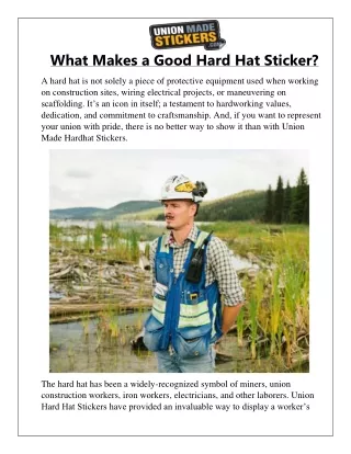 what makes a good hard hat sticker