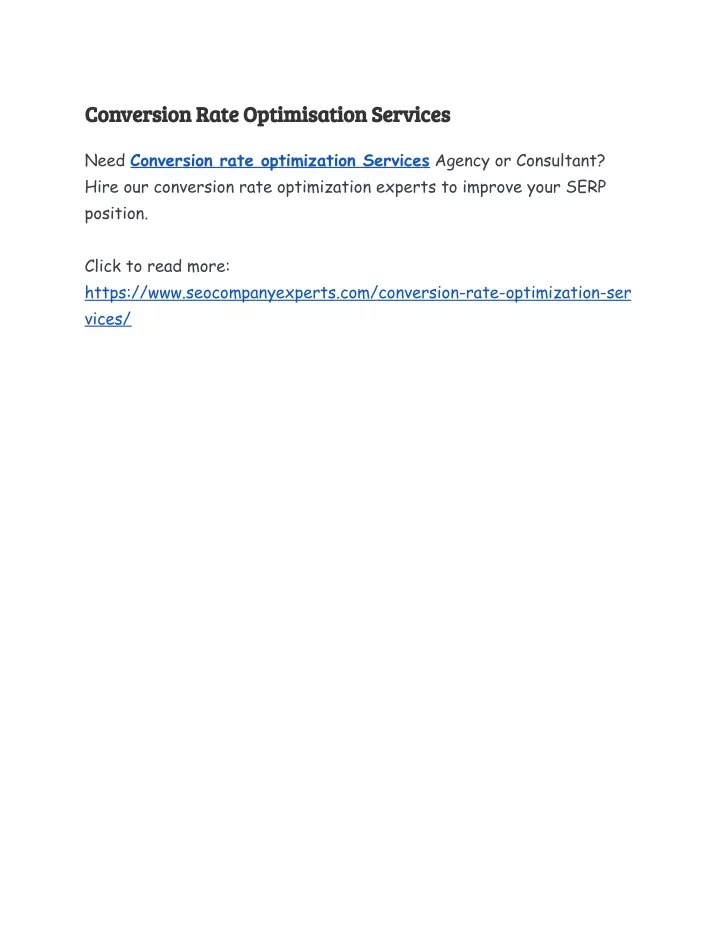 conversion rate optimisation services