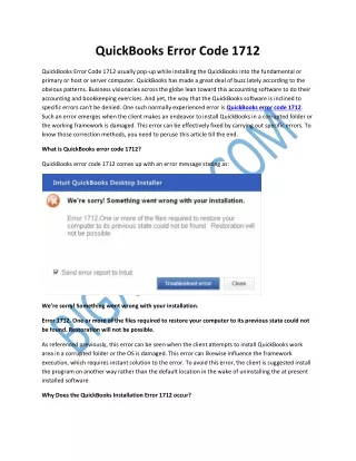 quickbooks error code 1712