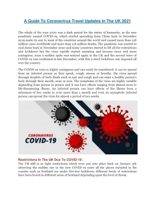 A Guide To Coronavirus Travel Updates In The UK 2021