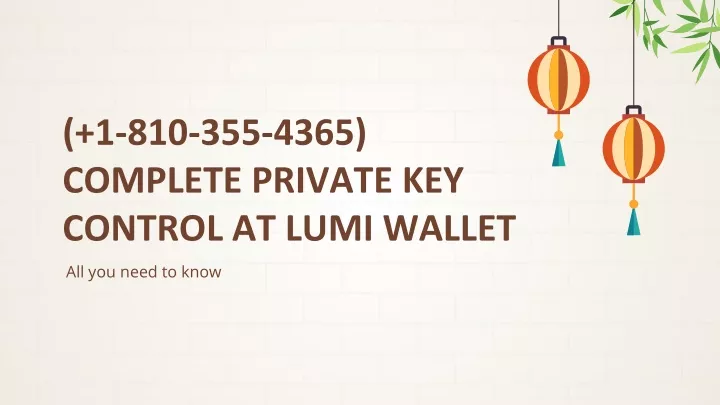 1 810 355 4365 complete private key control at lumi wallet
