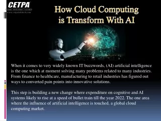 how cloud computing is transform with ai