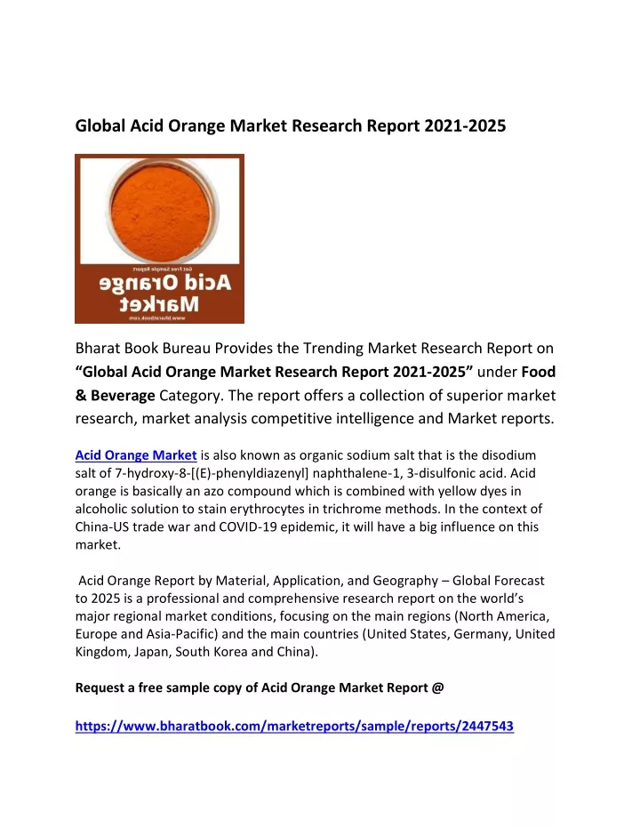 global acid orange market research report 2021