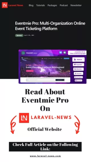 Laravel News Talks About Online Event Ticketing Platform Eventmie Pro