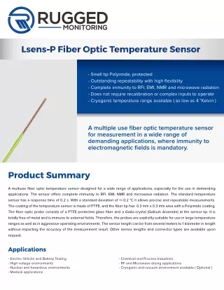 Fiber Optic Sensor for Medical Application | LSENSP | Rugged Monitoring