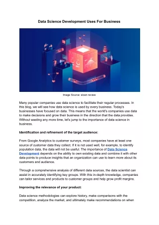 data science development uses for business