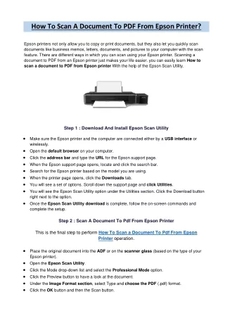 How To Scan a Document To Pdf From Epson Printer - Guidelines