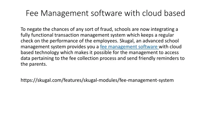 fee management software with cloud based