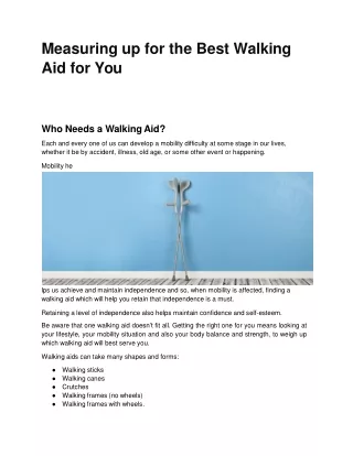 measuring up for the best walking aid for you