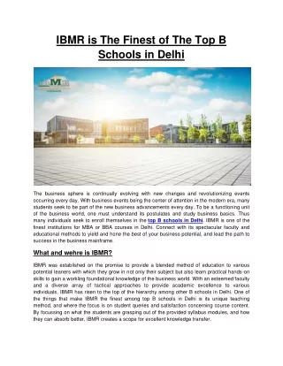 ibmr is the finest of the top b schools in delhi
