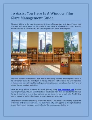 To Assist You Here Is A Window Film Glare Management Guide