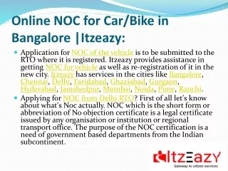 Online NOC for Car/Bike in Bangalore|Itzeazy: