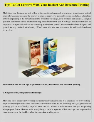 tips to get creative with your booklet