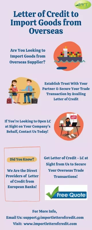 letter of credit to import goods from overseas