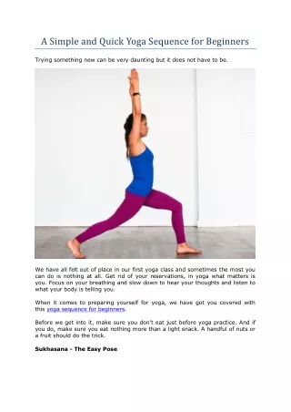 a simple and quick yoga sequence for beginners