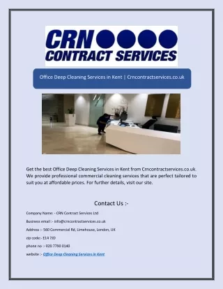 Office Deep Cleaning Services in Kent | Crncontractservices.co.uk