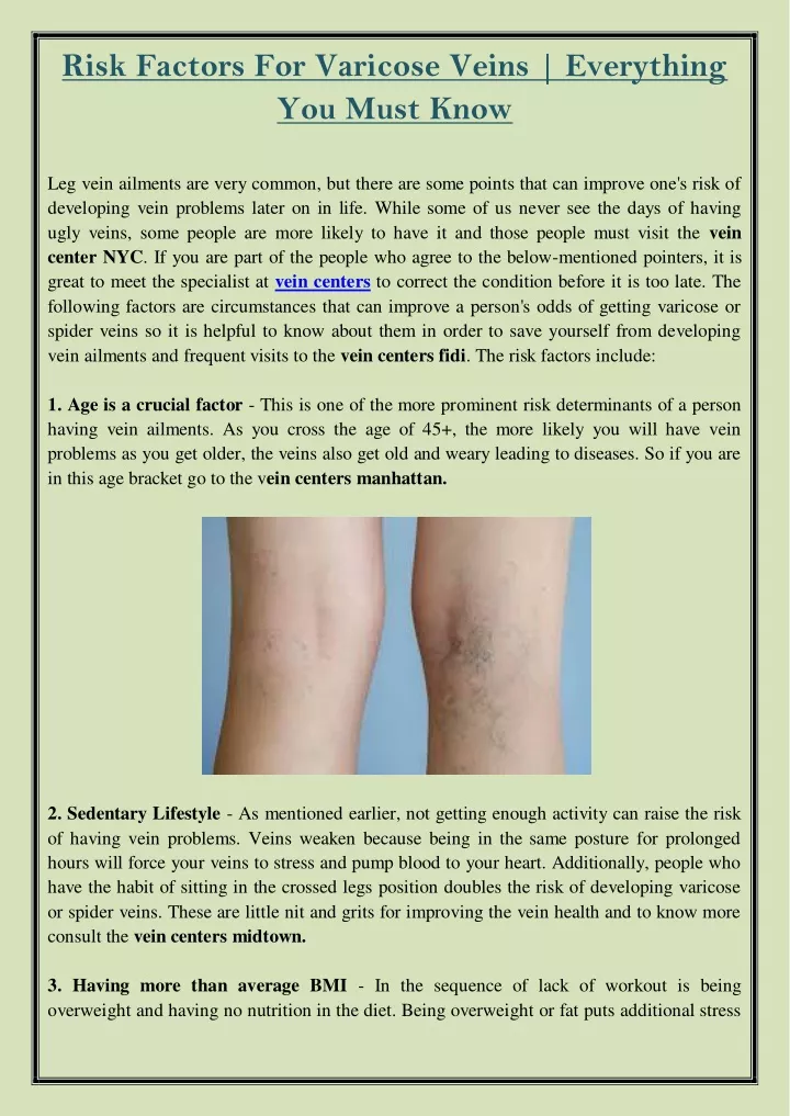 risk factors for varicose veins everything