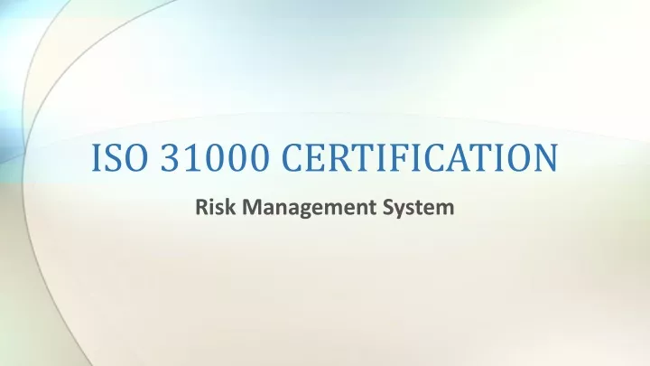 iso 31000 certification