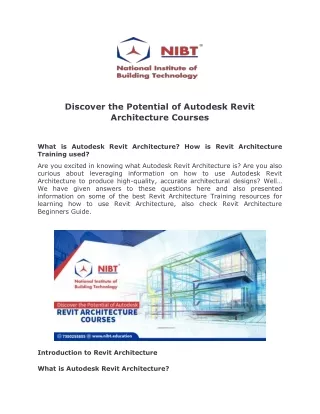 discover the potential of autodesk revit