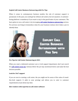 Pro Tips for Call Center Business Outsourcing in 2021