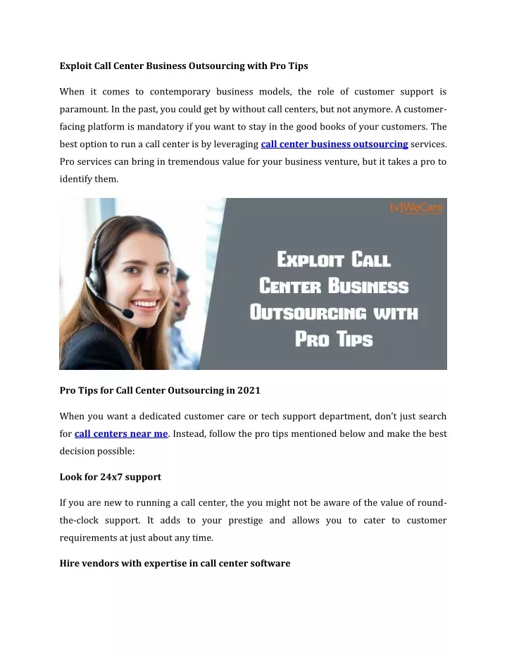 exploit call center business outsourcing with