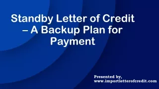 standby letter of credit a backup plan for payment