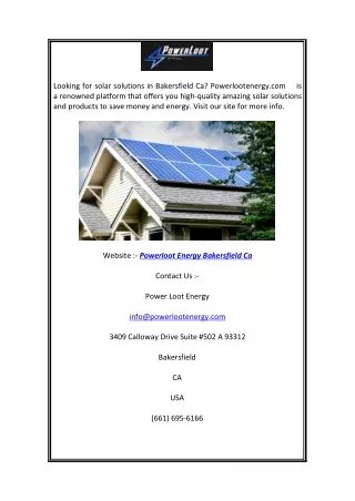 Powerloot Energy Bakersfield Ca | Powerlootenergy.com