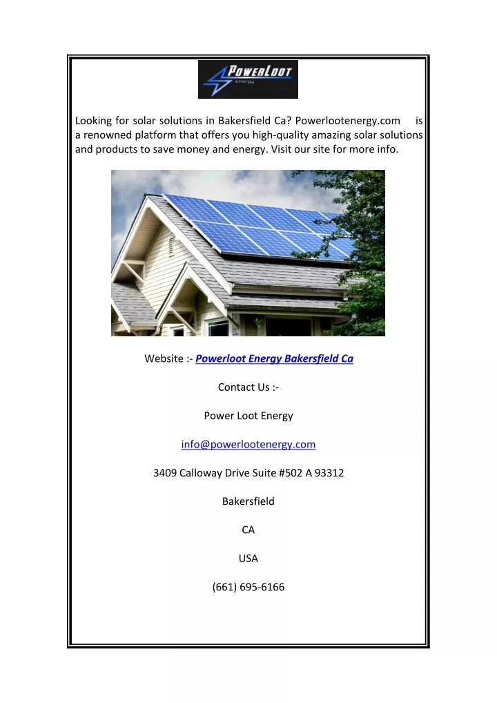 looking for solar solutions in bakersfield
