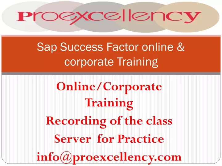 sap success factor online corporate training