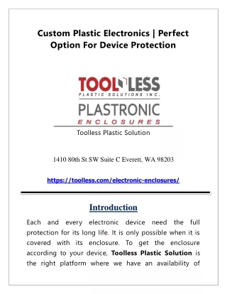 Custom Plastic Electronics | Perfect Option For Device Protection