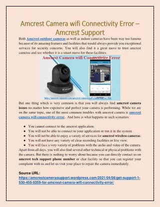 Get Support @  1-530-455-9359 For Amcrest Camera wifi Connectivity Error
