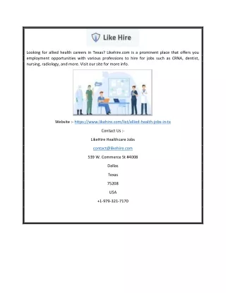 looking for allied health careers in texas