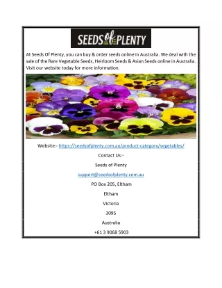 Buy Vegetable Seeds Online in Australia | Seeds of Plenty