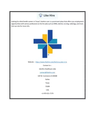 looking for allied health careers in texas