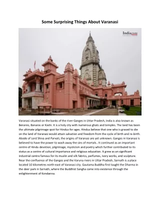 Some Surprising Things About Varanasi