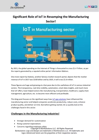 significant role of iot in revamping