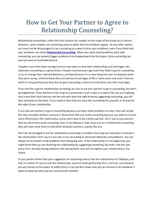how to get your partner to agree to relationship