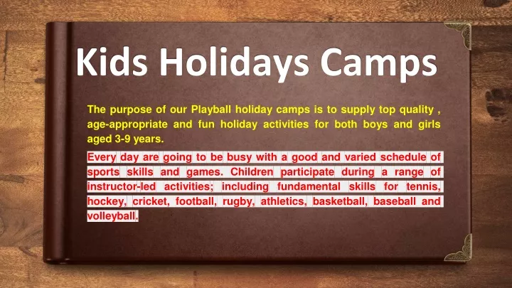 kids holidays camps