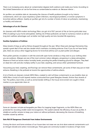 8 Advantages of an Air Cleanser