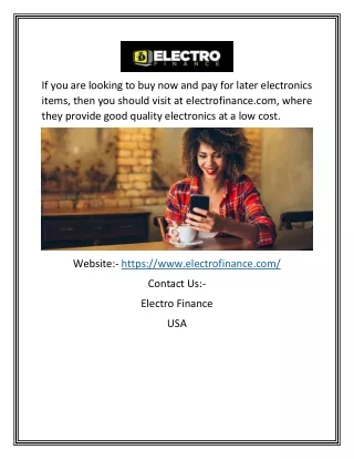 Buy now pay later electronics | Electro Finance
