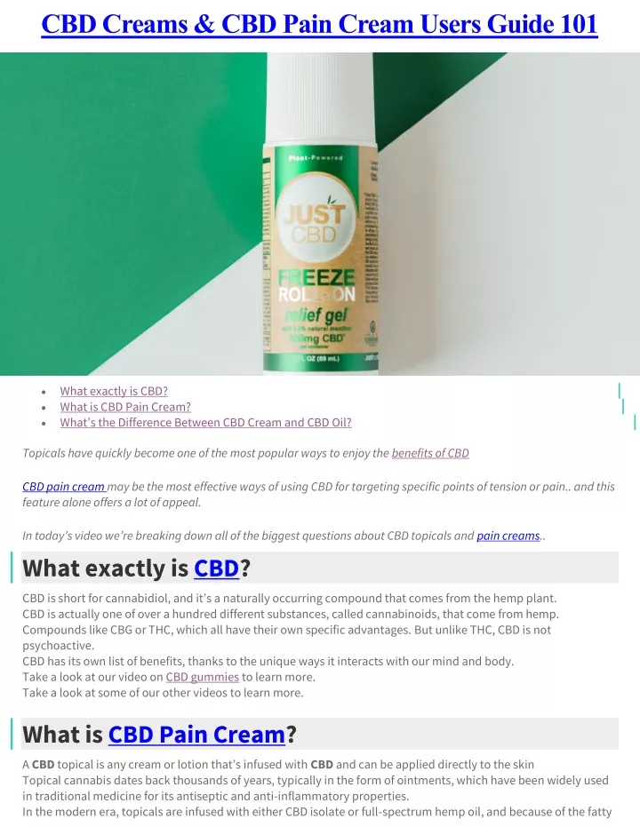 cbd creams cbd pain cream users guide 101