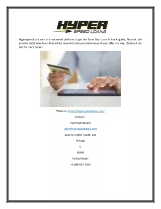 Same Day Loans | Hyperspeedloans.com
