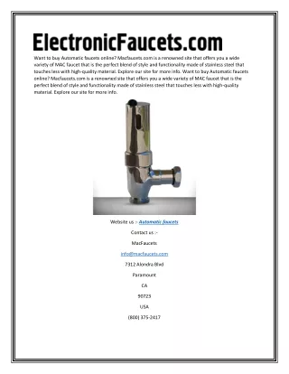 Automatic Faucets | Macfaucets.com