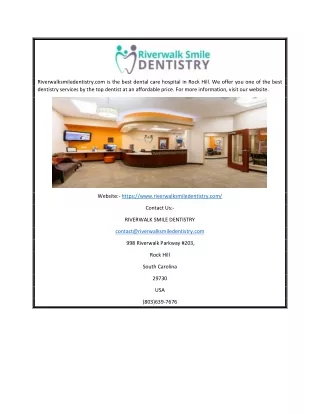 Dentist in Rock Hill SC | Riverwalksmiledentistry.com